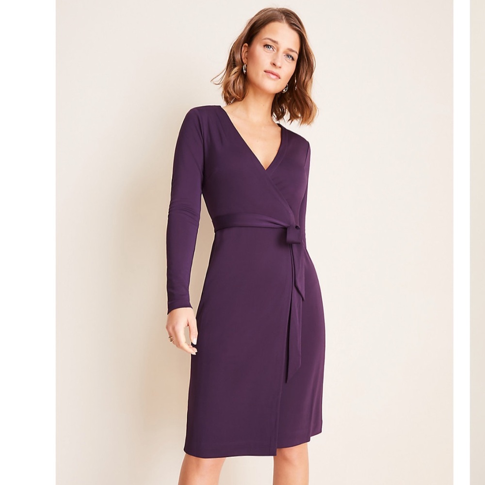 Purple Matte Jersey Wrap Dress